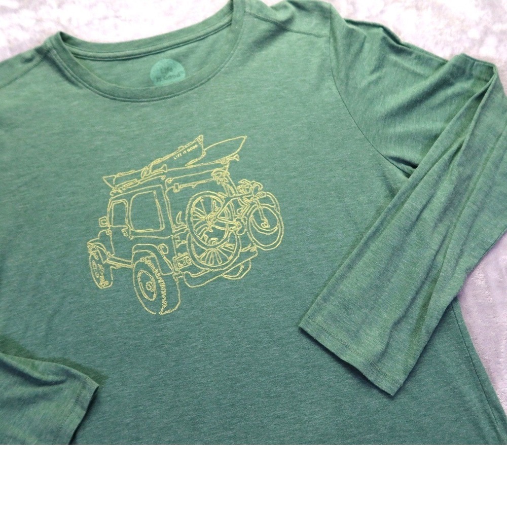 Life is Good T Shirt Women's Size L Jeep‎ Camping Kayaking Mountain Biking